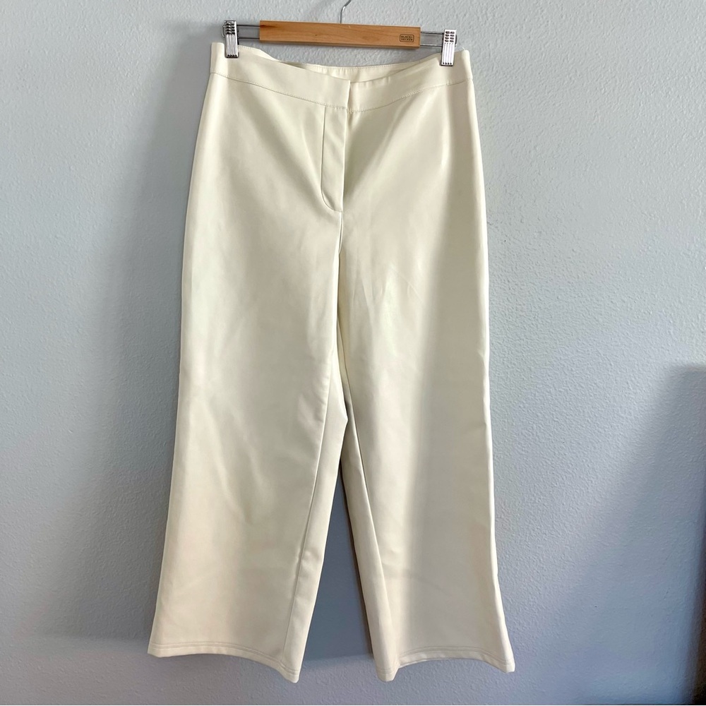 bagatelle Cream Faux leather Wide-Leg High-Rise Pants